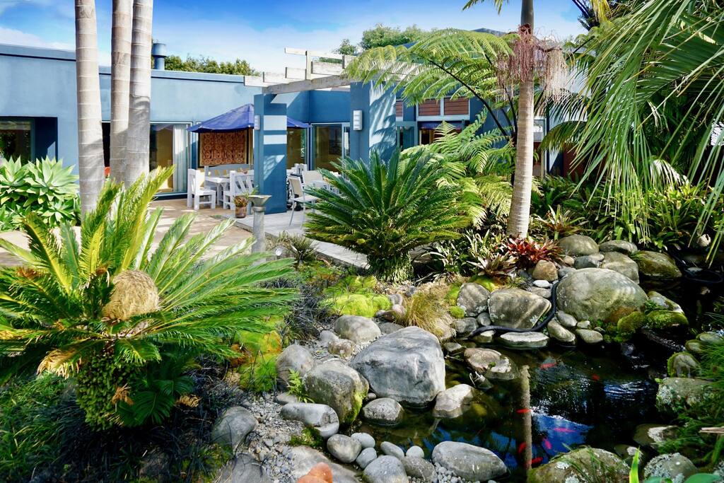 Looking across the courtyard to the Airbnb wing