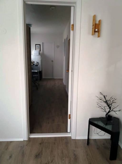 The door the the bedroom hallway