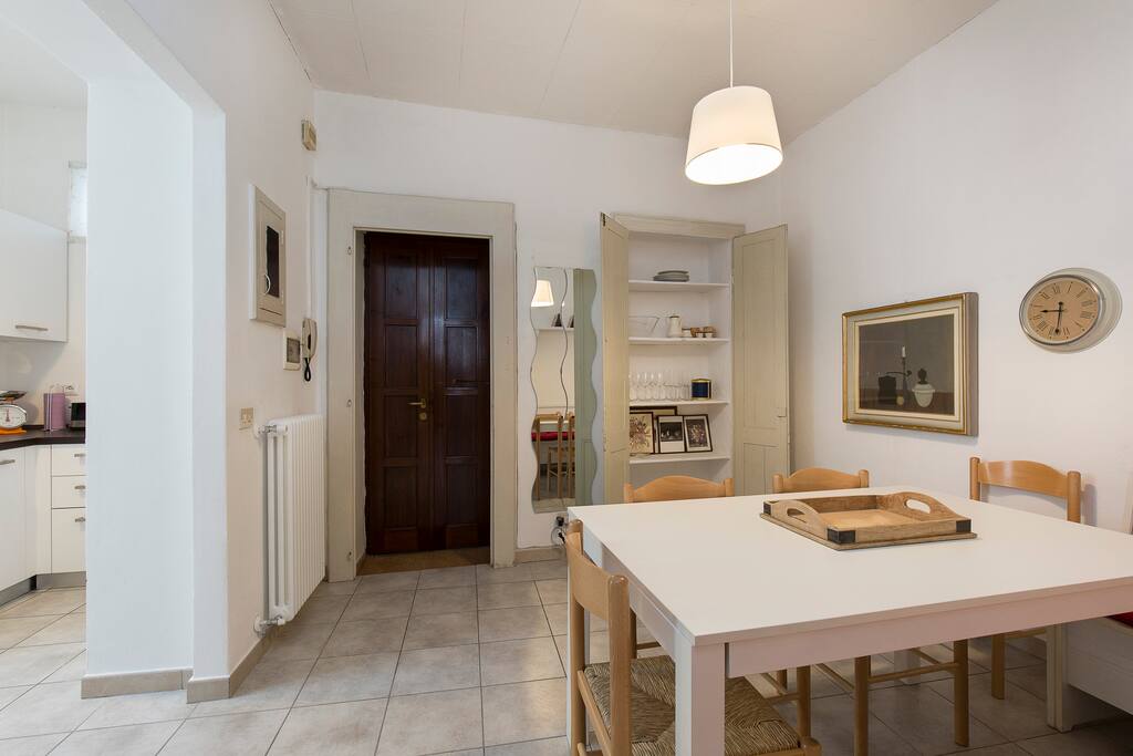 The table in front of the Kitchen