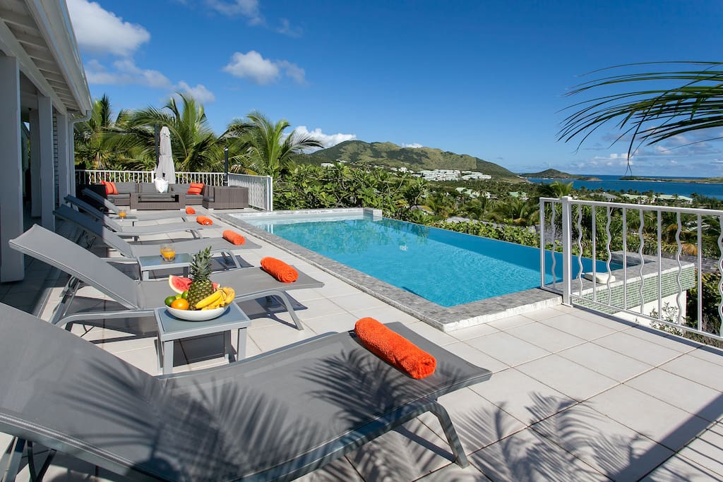 Pool deck and sea views