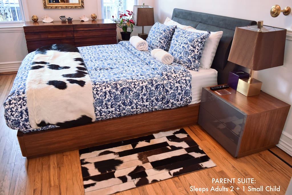 Bedroom 1 on 2nd floor; bed and nights by Lazzoni, dresser by West Elm.