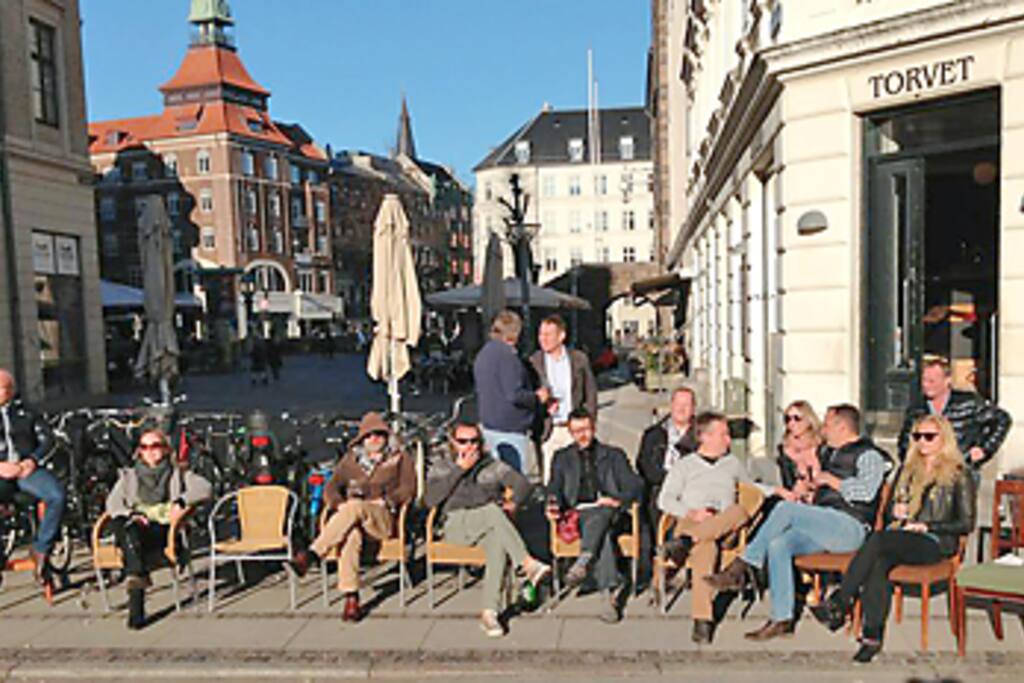 The square 'Vesterbro Torv' in the summer with lots of restaurants, bars, etc.