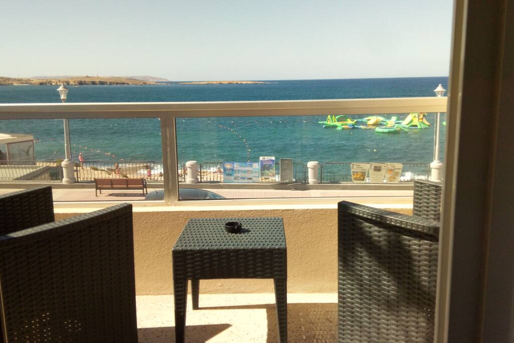 Sea front private balcony.