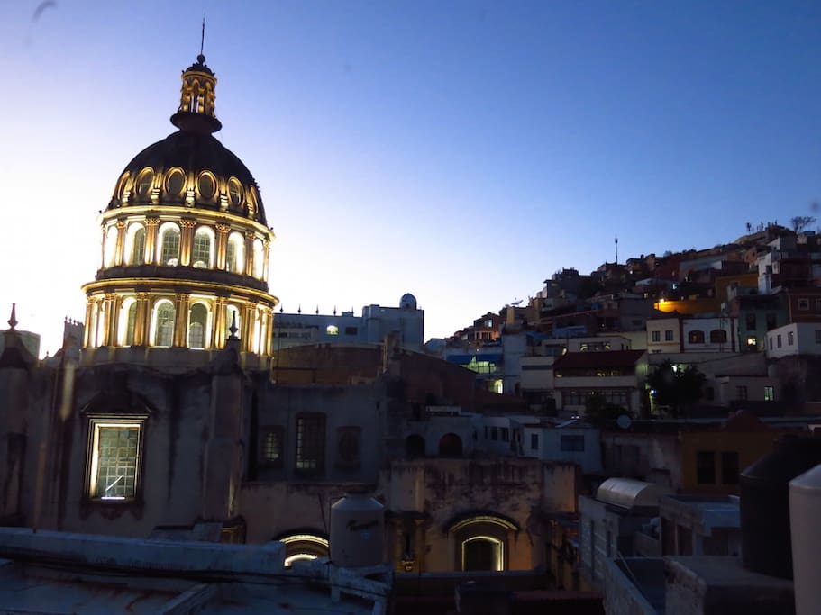 View from the room, looking North. (nighttime)