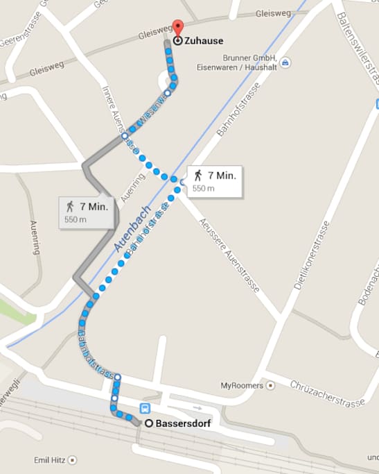 Directions to my Apartment from Bassersdorf Station.