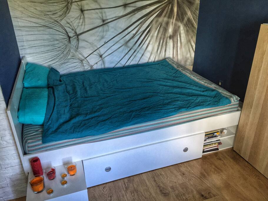 bed for 2 people with orthopedic mattress