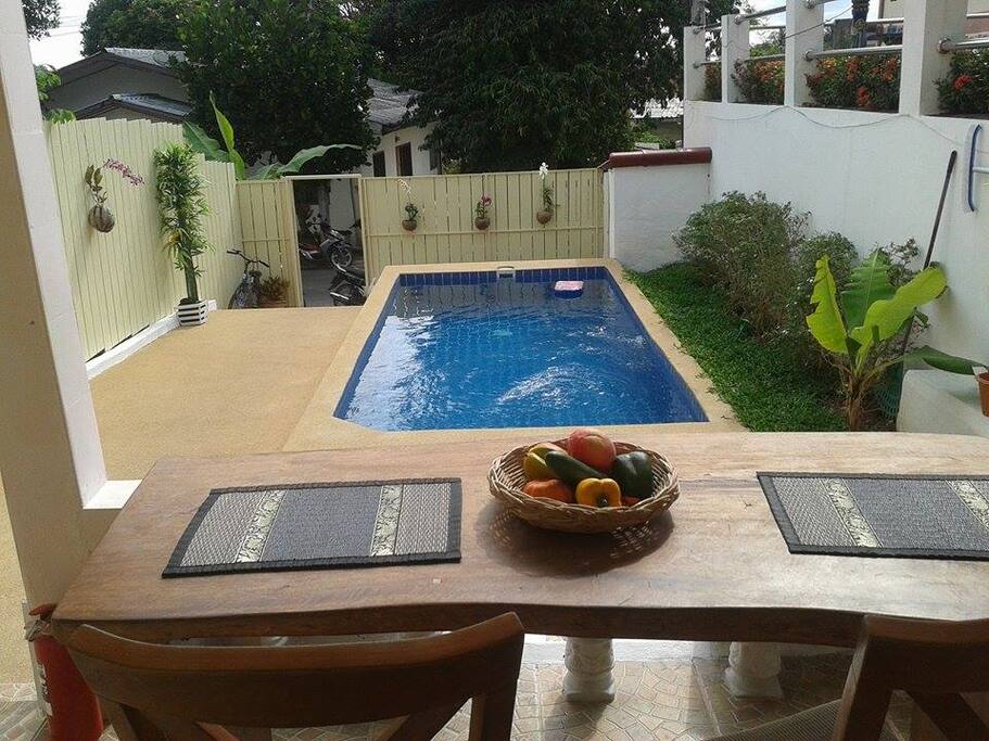 Pool view from Porch