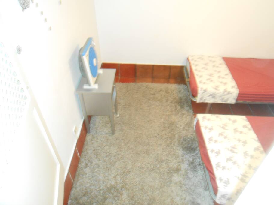 2 single beds, 3rd bed avaliable on request.