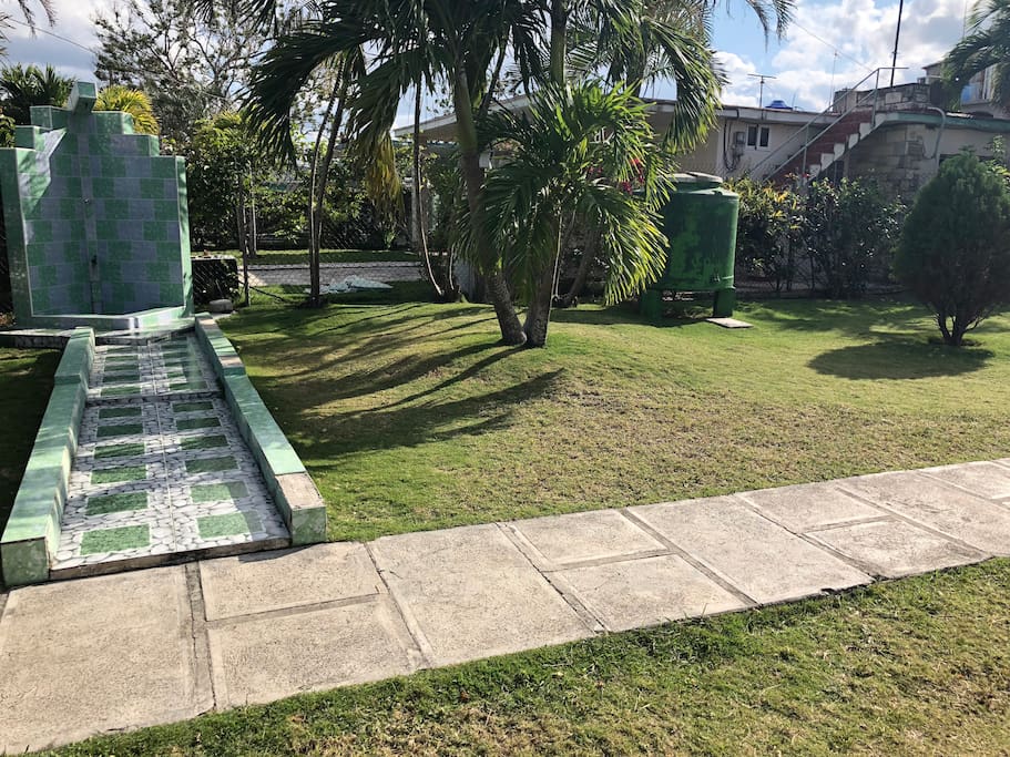 Sand shower in house entrance