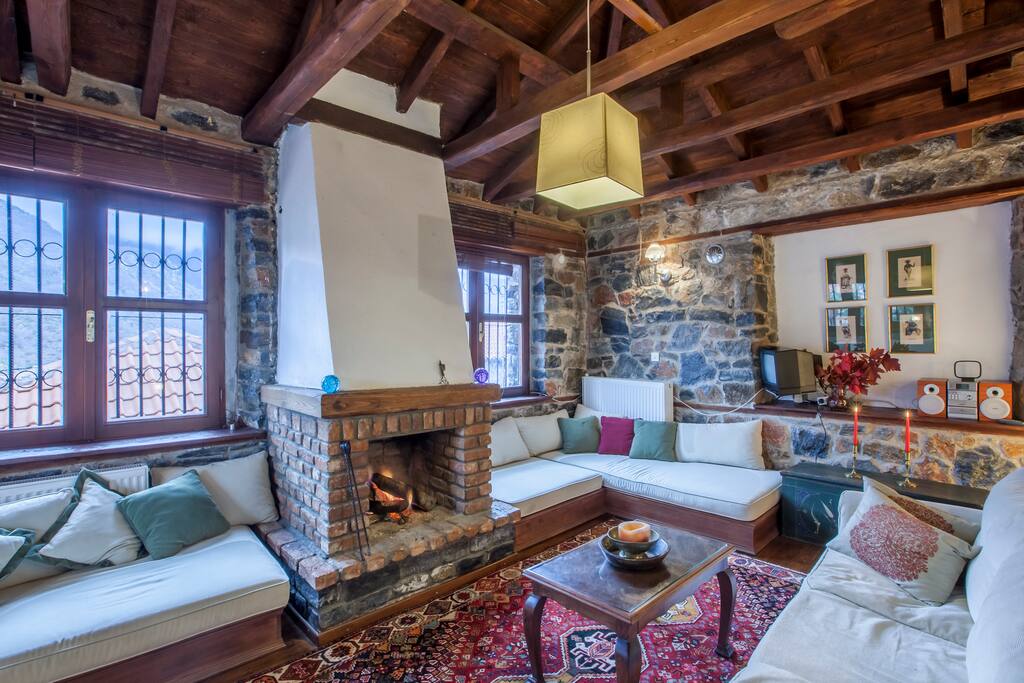 Living room with fireplace