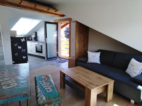 Successful Airbnb property: Complete attic apartment with balcony and mountain view in Oberallgäu
