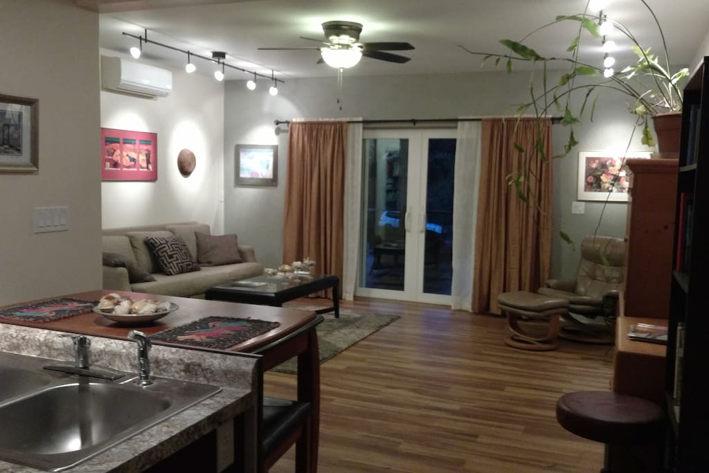 Private living room adjacent to quest bedroom, private entry sliding doors