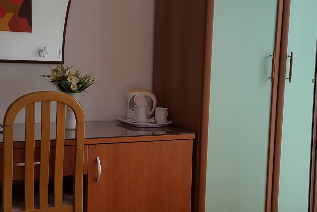 Small fridge and kettle available in the room