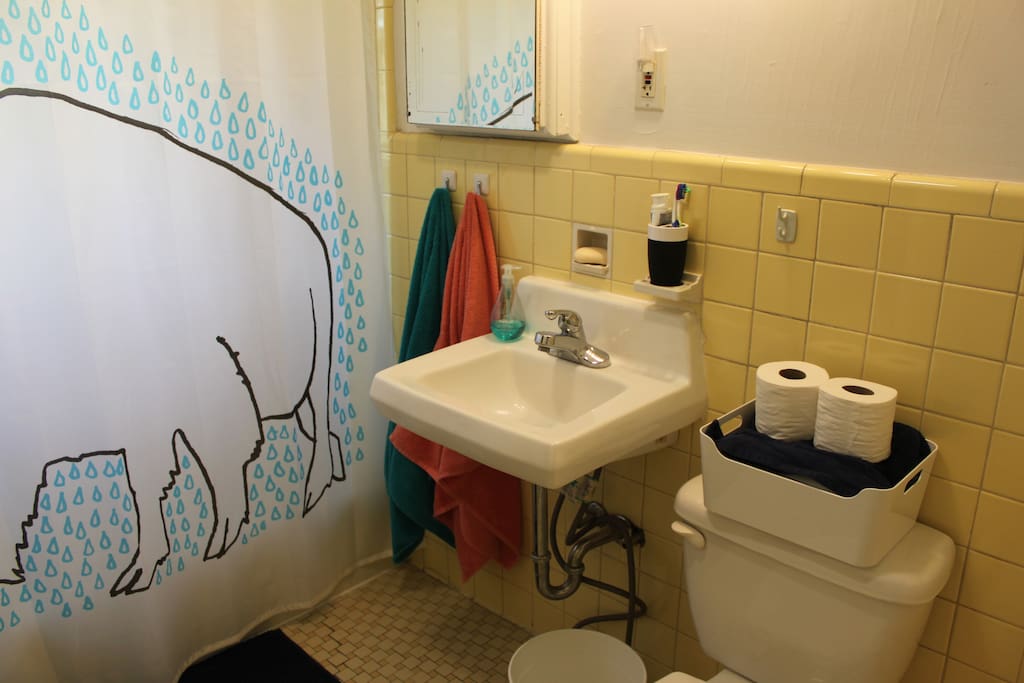 The bathroom (shared). Please note that the only access is through my room, so you must be comfortable walking through my room to get there.