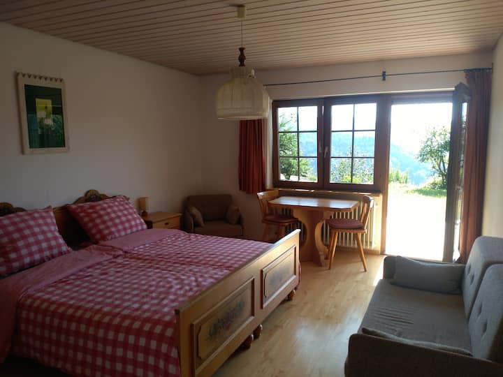 Საძინებელი ორადგილიანი საწოლითა და გასაშლელი დივნით 