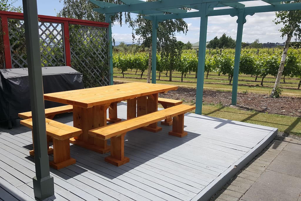 BBQ Area overlooking vineyard.