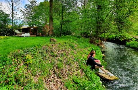 Wooden waterfront cabin for 2 people