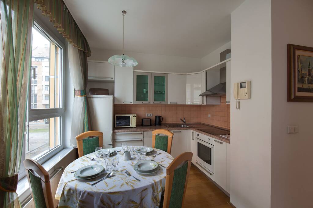 Apartment kitchen and dining table