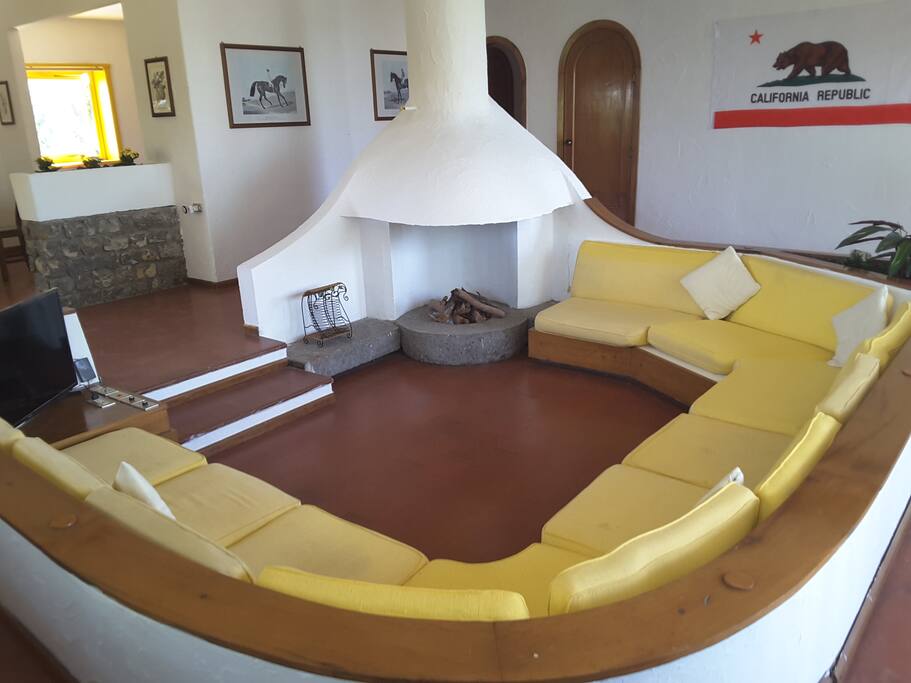 Living areas with fireplace.