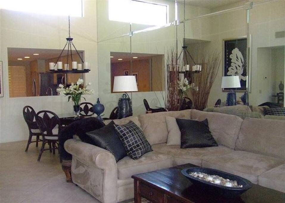 Sectional sofa with full size fold out bed