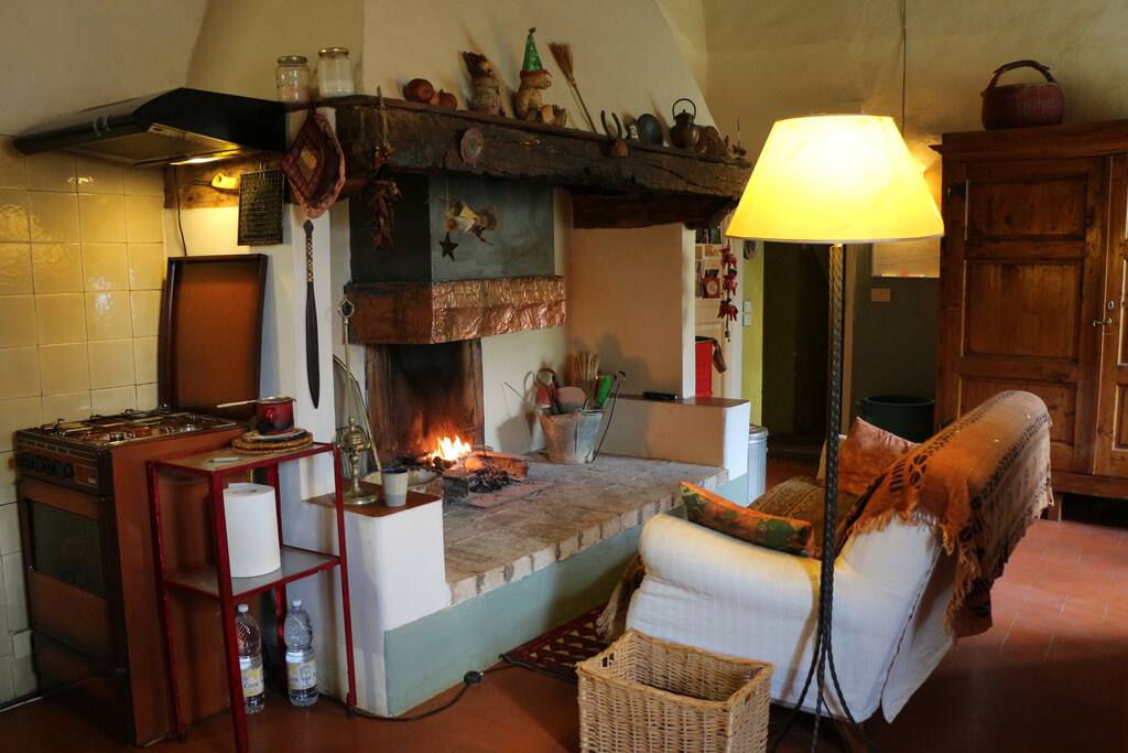 kitchen fire place winter living room