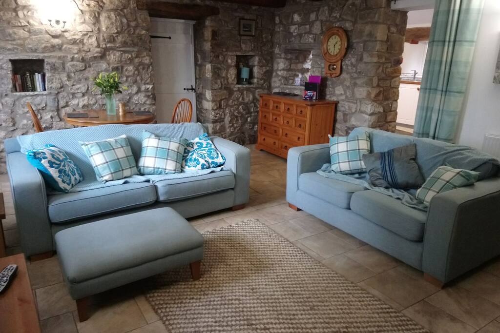 Living room and dining area