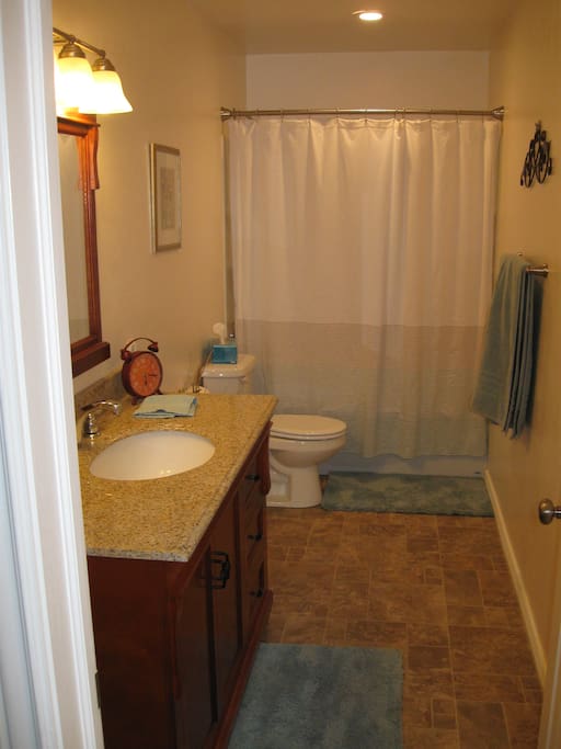 private bath in basement - shared between both rooms