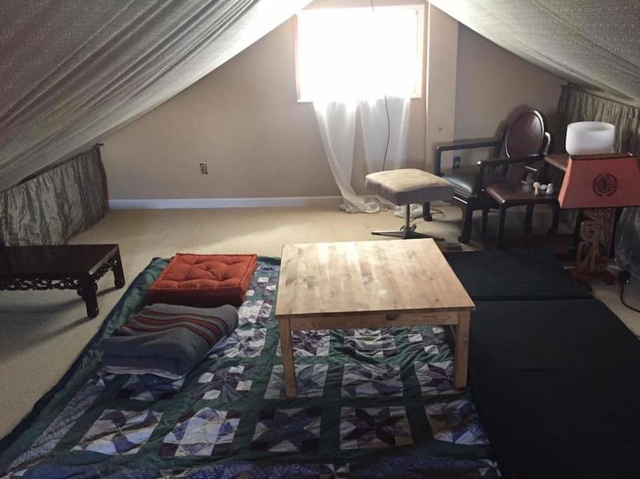 The loft bedroom sitting area