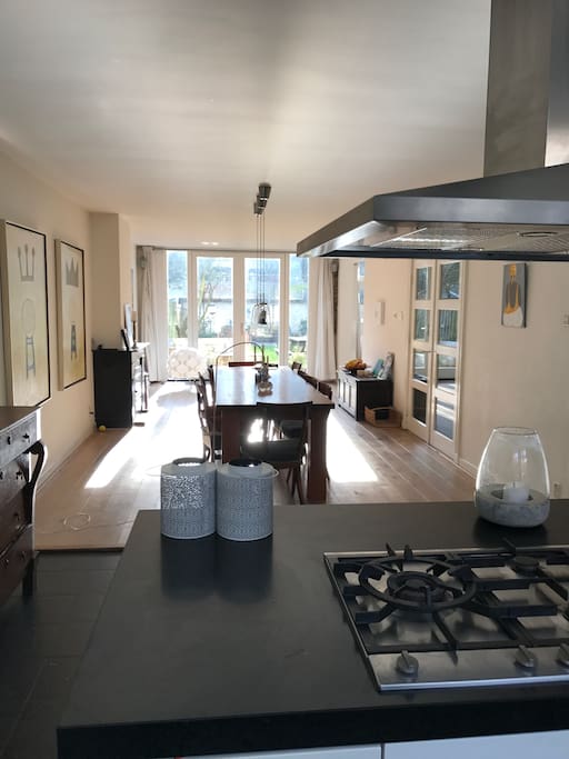 Kitchen with fireplace