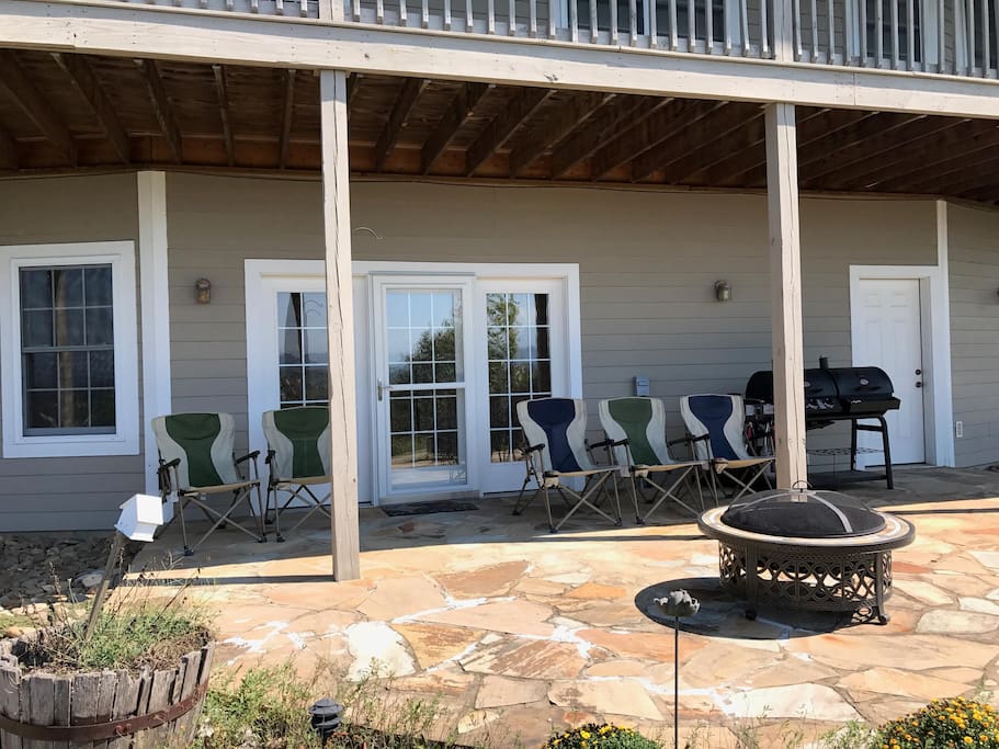 Suite entrance (back of home) Patio with Fire pit and Gas Grill
Main entrance with Key Code