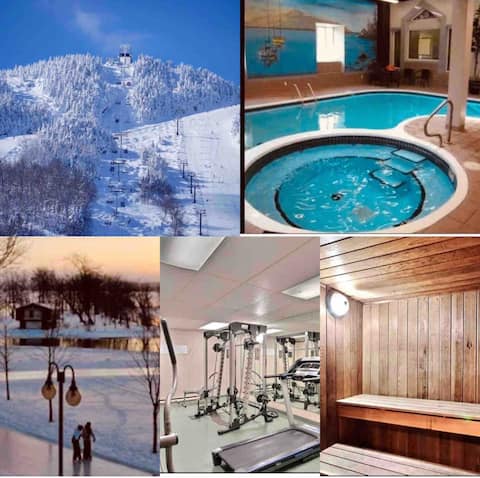 lakefront,2 bedrooms-6pers, ski, spa, pool, sauna…