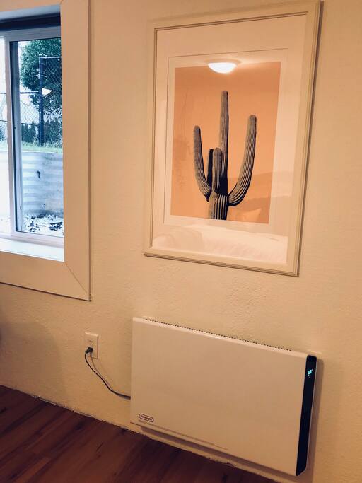 Fancy digital heater to keep you warm in winter! There is another in living area.