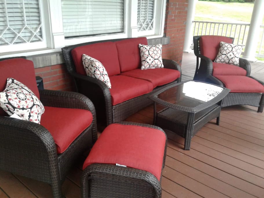 New patio set for front porch. Shared with other guests in building. Overlooking a beautiful and quiet street