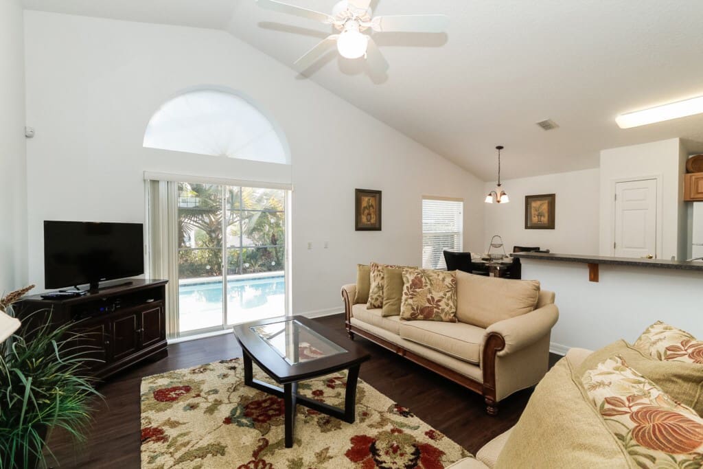 Living, dining, kitchen