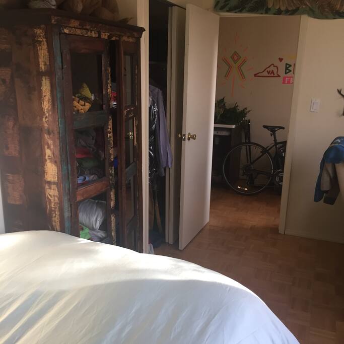 Shelving for storage, 5" wide closet.