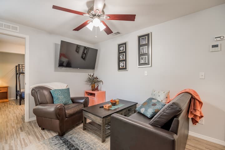 Удобна дневна соба за опуштање. Каучот се отвора за единечен кревет.