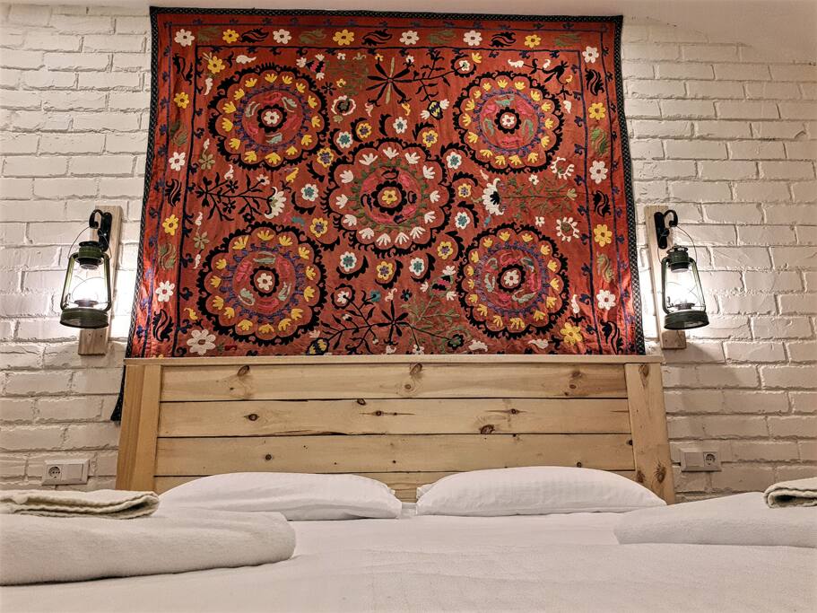 Handcrafted bed and decorations