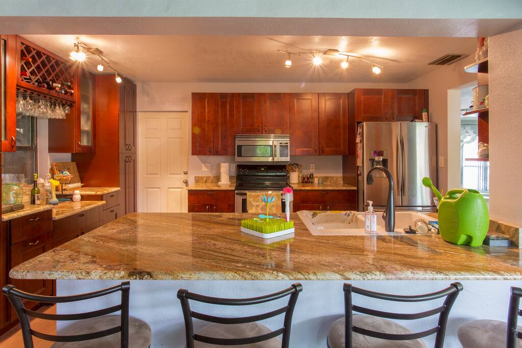 The eat-in island in the kitchen also makes a great study/work space.