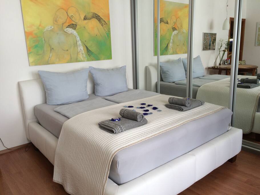 NOW NEW! Double bed (160x200cm) From July 2016 - brand new comfortable mattresses!!! (see pix below for details)