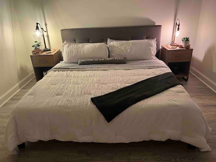 Downstairs Bed Lucid Gel Memory Foam with in Suite Bathroom and closet 