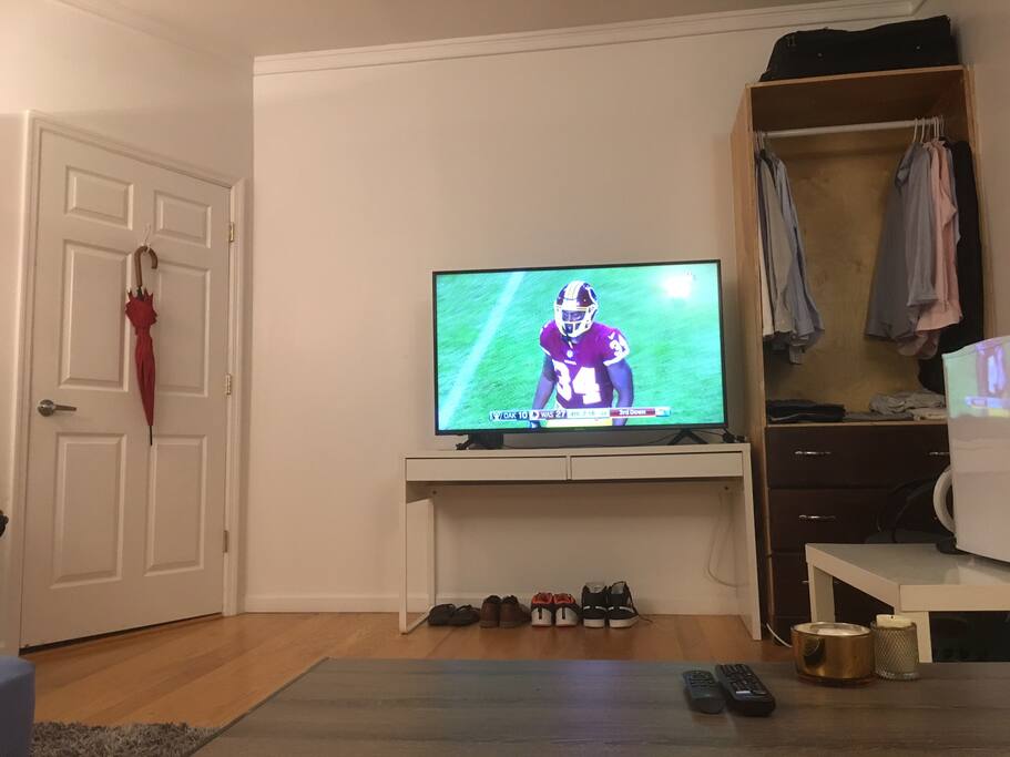 The room also comes with your own 55 inch smart tv and Amazon Firestick. Enjoy your Netflix :)