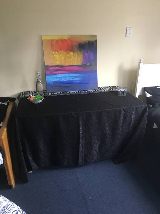The room has a desk and wifi.
