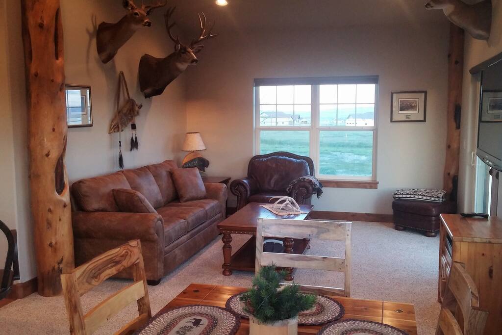 Main living area with sofa bed
