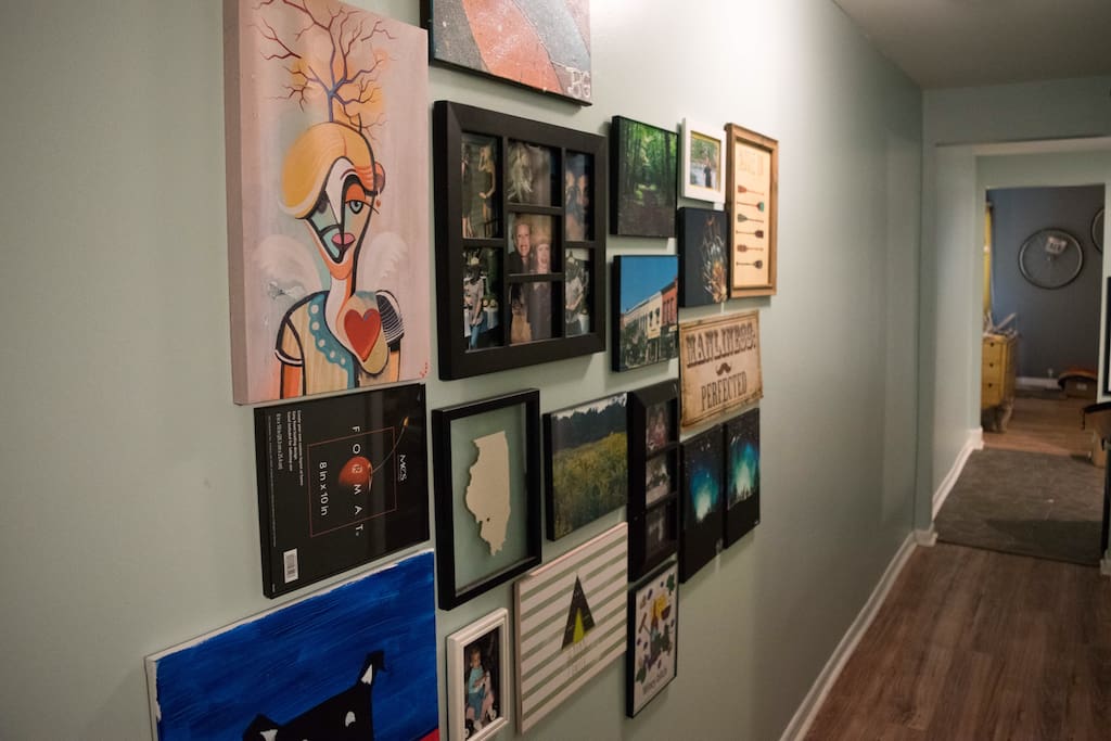 We love hanging our adventures on the wall. I am looking to add a pin board so all our visitors can leave something behind as well!