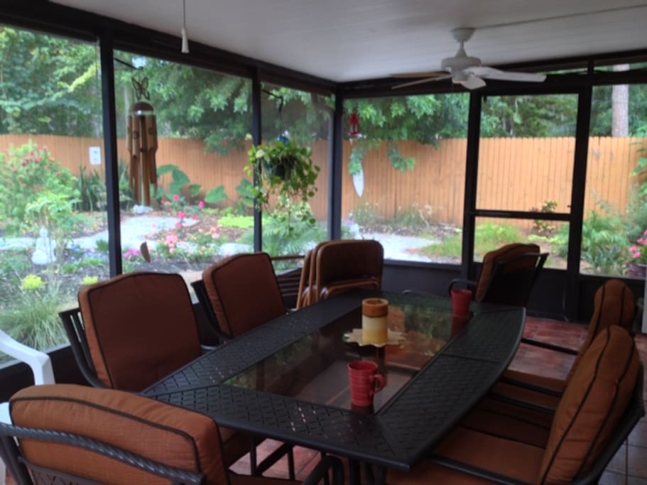 Lanai overlooking my all-natural Florida garden.