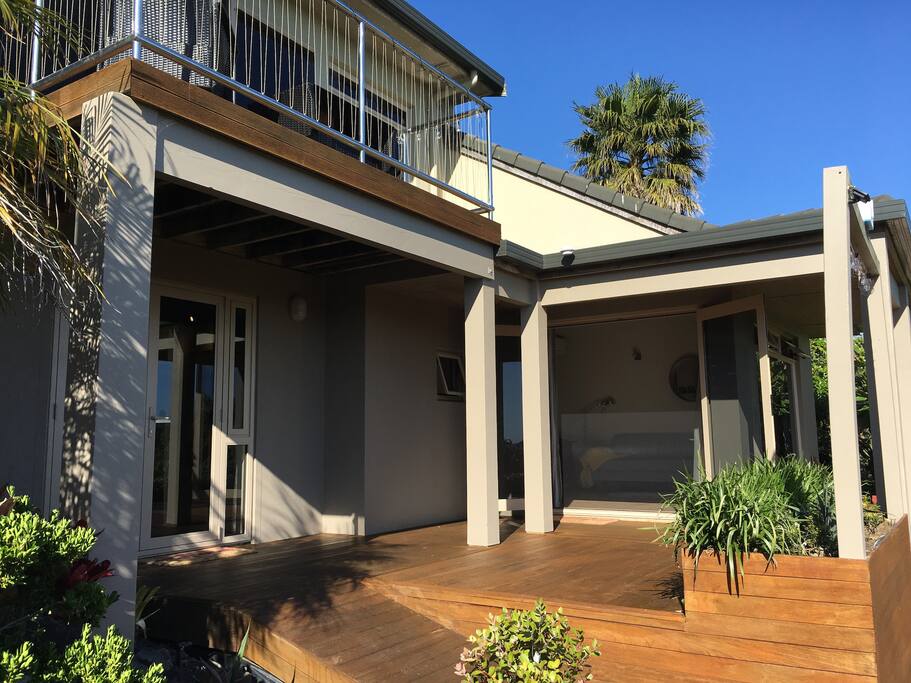Private entrance and deck area.