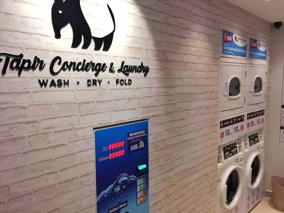 Laundry running with self service laundry shop.