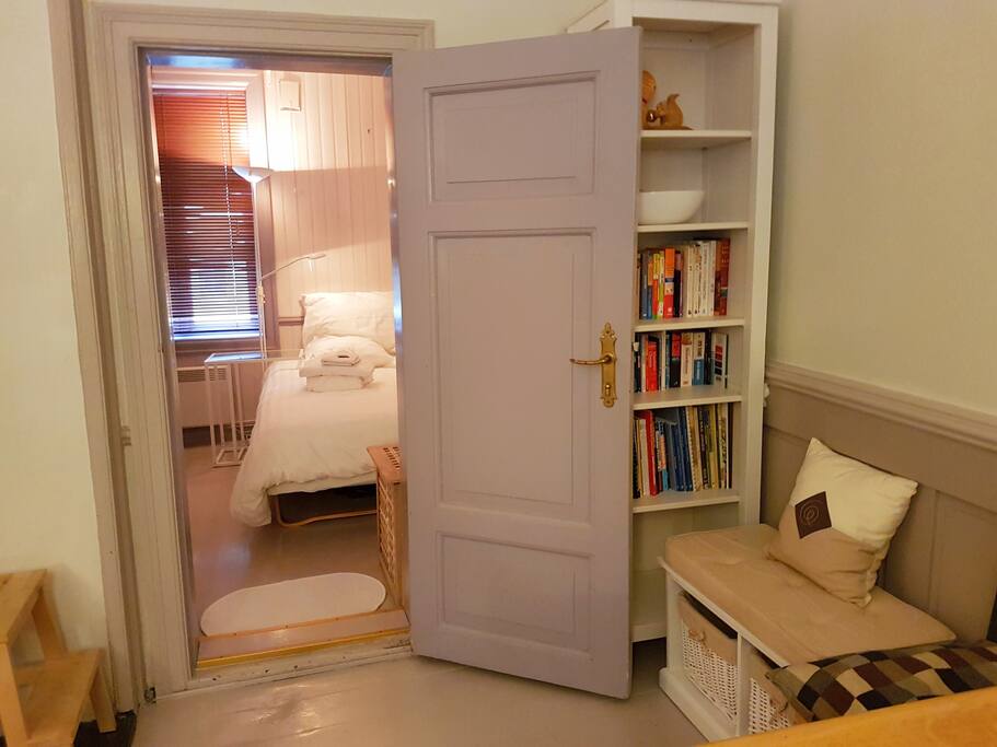 Reading nook leading to bedroom.