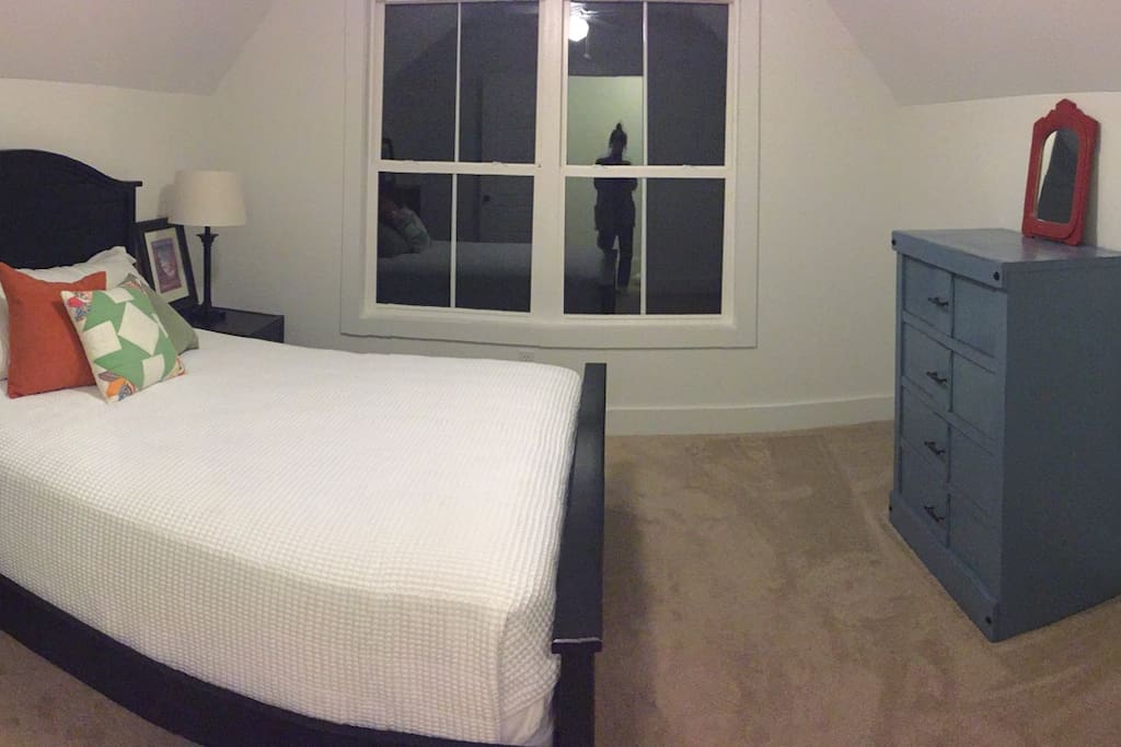 Available bedroom. Full-size bed. Has a small closet. Bathroom is located in shared hallway.