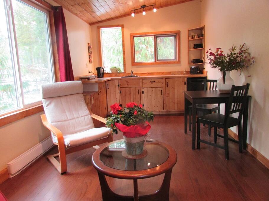 Sitting in living room looking at kitchen.